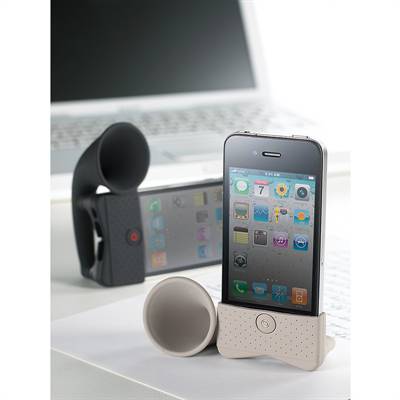 Portable Travel Printer on Horn Stand  Iphone 4 4s Portable Amplifier  Black  Bone Collection